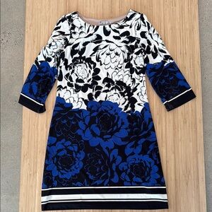 Eliza J Floral Blue & Black Dress size 6